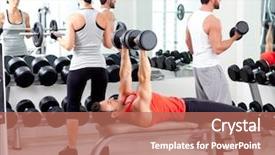  Presentation with group of people - Cool new presentation theme with group of people in sport backdrop and a coral colored foreground