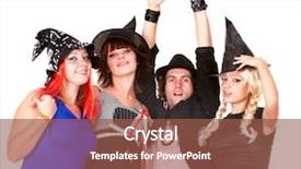 Presentation with group of people praying to god - Theme featuring group of people in witch costume isolated background and a tawny brown colored foreground