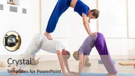  Presentation with pyramid - Presentation theme featuring group of people making pyramid background and a lemonade colored foreground