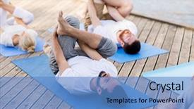  Presentation with sport and health - Slides having group of people making supine background and a  colored foreground