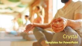  Presentation with exercises - Beautiful slides featuring group-of-people-making-yoga backdrop and a tawny brown colored foreground