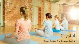  Presentation with exercises - Audience pleasing slide deck consisting of group-of-people-making-yoga backdrop and a lemonade colored foreground