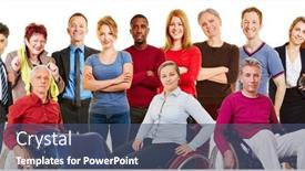  Presentation with inclusion - Slide set consisting of group-of-people-of-different background and a ocean colored foreground