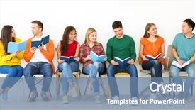  Presentation with light book - Colorful slides enhanced with group of people reading books backdrop and a seafoam green colored foreground
