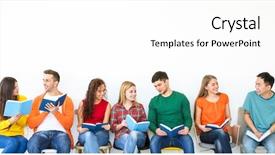  Presentation with light book - PPT theme enhanced with group of people reading books background and a white colored foreground