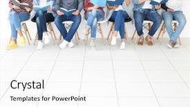  Presentation with light book - Beautiful presentation theme featuring group of people reading books backdrop and a white colored foreground