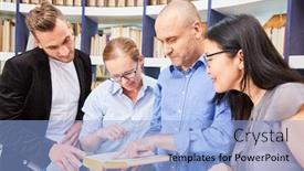  Presentation with community college - Theme enhanced with group-of-people-researching-together background and a light blue colored foreground