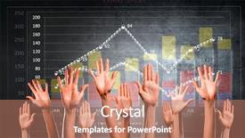  Presentation with rise - Audience pleasing presentation theme consisting of group of people rise hands mixed media backdrop and a coral colored foreground