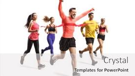  Presentation with running race - Theme consisting of group-of-people-running background and a light gray colored foreground