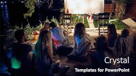  Presentation with night day - PPT theme with group-of-people-sitting background and a black colored foreground