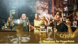  Presentation with hookah - Colorful slide set enhanced with group-of-people-smoking-hookah backdrop and a tawny brown colored foreground