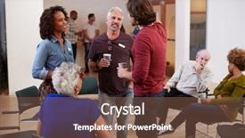  Presentation with community center - Presentation design featuring group of people socializing background and a tawny brown colored foreground