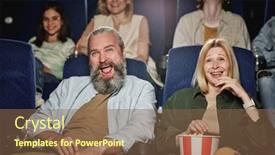  Presentation with focus group - Presentation featuring group-of-people-spending-weekend background and a violet colored foreground