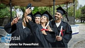  Presentation with diploma - Presentation enhanced with group-of-people-students-graduated background and a wine colored foreground