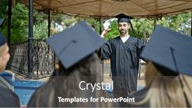  Presentation with university - Slide set with group-of-people-students-graduated background and a  colored foreground