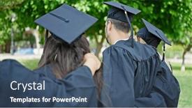  Presentation with university - PPT theme having group-of-people-students-graduated background and a ocean colored foreground