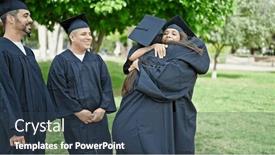  Presentation with university - Presentation theme with group-of-people-students-graduated background and a ocean colored foreground