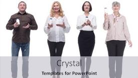  Presentation with people - PPT theme having group-of-people-taking background and a light gray colored foreground