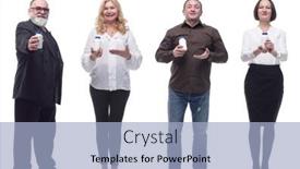  Presentation with people - Presentation theme having group-of-people-taking background and a light blue colored foreground