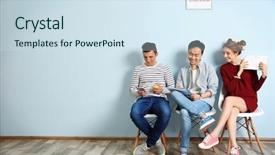  Presentation with interview - Audience pleasing presentation consisting of group of people waiting backdrop and a sky blue colored foreground