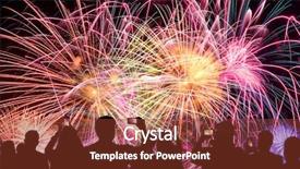  Presentation with fireworks - PPT theme featuring group of people watching fireworks background and a tawny brown colored foreground