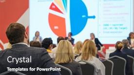  Presentation with lecture hall - Presentation theme featuring group-of-people-watching-presentation background and a  colored foreground