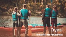  Presentation with group of diverse people - PPT theme consisting of group of people wearing life background and a red colored foreground