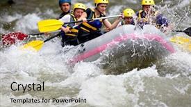  Presentation with rafting - Amazing slides having group of people whitewater rafting backdrop and a light gray colored foreground