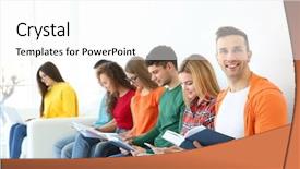  Presentation with light and globe people - Theme with group of people with books background and a white colored foreground