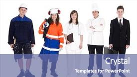  Presentation with different - Slide set with group of people with different background and a  colored foreground