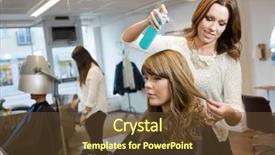  Presentation with beauty salon - PPT theme consisting of group of people in a beauty salon background and a tawny brown colored foreground