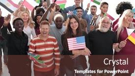  Presentation with walking together - Presentation design enhanced with group-of-people background and a tawny brown colored foreground