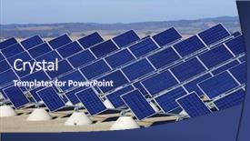  Presentation with photovoltaic - Beautiful theme featuring group of photovoltaic panels for renewable electric energy production backdrop and a ocean colored foreground