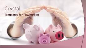  Presentation with group - Cool new PPT layouts with group-of-piggy-banks-covered backdrop and a lemonade colored foreground