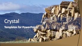  Presentation with pine - PPT layouts featuring group of pine logs cut in the pyrenees background and a ocean colored foreground