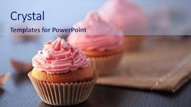  Presentation with focus group - Slide deck with group of pink cupcakes selective background and a sky blue colored foreground