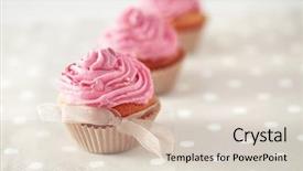  Presentation with focus group - Colorful PPT theme enhanced with group of pink cupcakes selective backdrop and a lemonade colored foreground