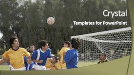  Presentation with soccer field - Slide deck enhanced with group of players playing soccer background and a dark gray colored foreground