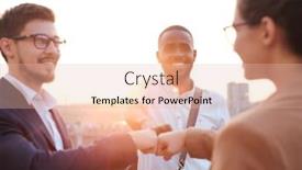  Presentation with group - Beautiful presentation featuring group-of-positive-young-business backdrop and a lemonade colored foreground