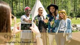  Presentation with multi ethnic group - Slide deck with group-of-positive-young-multi background and a yellow colored foreground