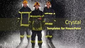  Presentation with unwavering - Slide deck featuring group-of-professional-firefighters-marching background and a tawny brown colored foreground