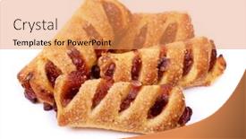  Presentation with pastries - Presentation design featuring group-of-puff-pastries-cakes background and a yellow colored foreground