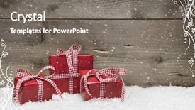  Presentation with christmas presents - Colorful presentation design enhanced with group of red christmas presents backdrop and a gray colored foreground