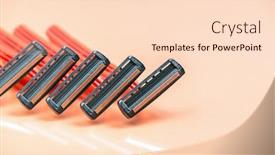  Presentation with shave - PPT theme having group-of-red-safety-razors background and a lemonade colored foreground