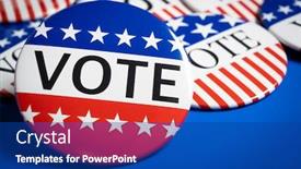  Presentation with vote - Audience pleasing theme consisting of group-of-red-white backdrop and a ocean colored foreground