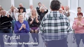  Presentation with meeting - PPT theme consisting of group-of-retired-senior-people background and a ocean colored foreground