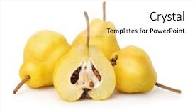  Presentation with japanese - Theme enhanced with group of ripe japanese quince background and a white colored foreground