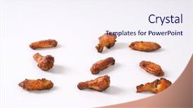  Presentation with chicken poultry farm white layer - PPT theme featuring group of roasted chicken wings background and a  colored foreground