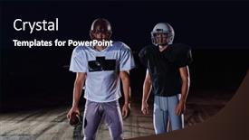  Presentation with rugby players - Slide set with group-of-rugby-players-tightly background and a wine colored foreground