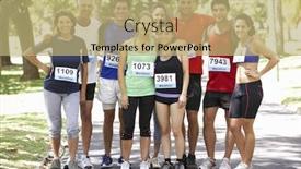  Presentation with runners - Audience pleasing PPT theme consisting of group of runners jogging through park backdrop and a coral colored foreground